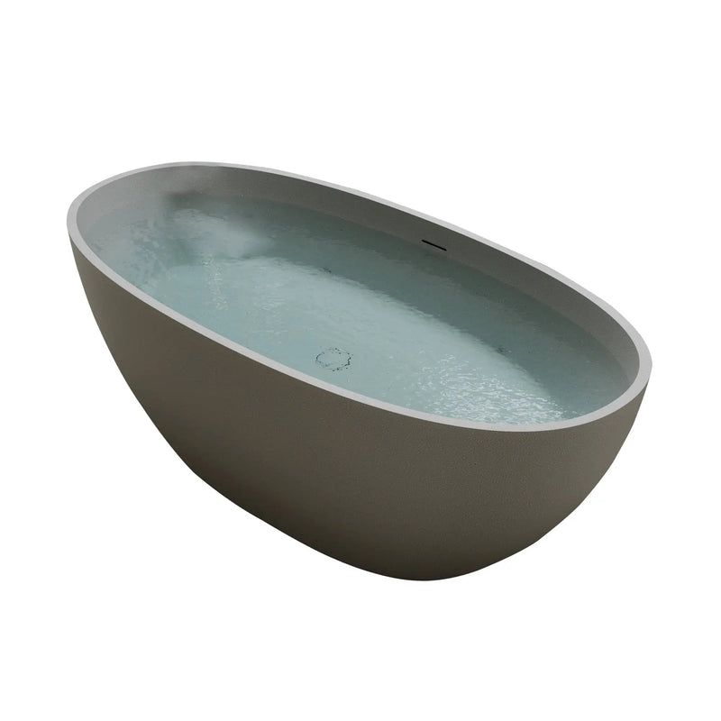 63" Freestanding Bathtub Resin Stone Soaking Bathtub by HouseOfZazla