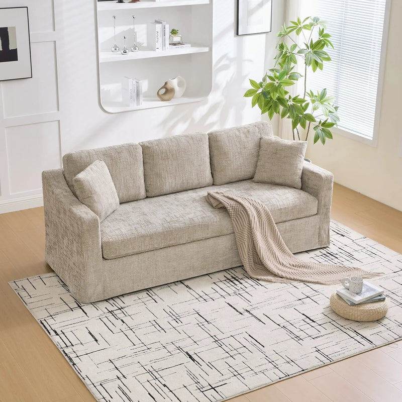 83.86" Wide Modern Casual Sofa in Wheat by HouseOfZazla