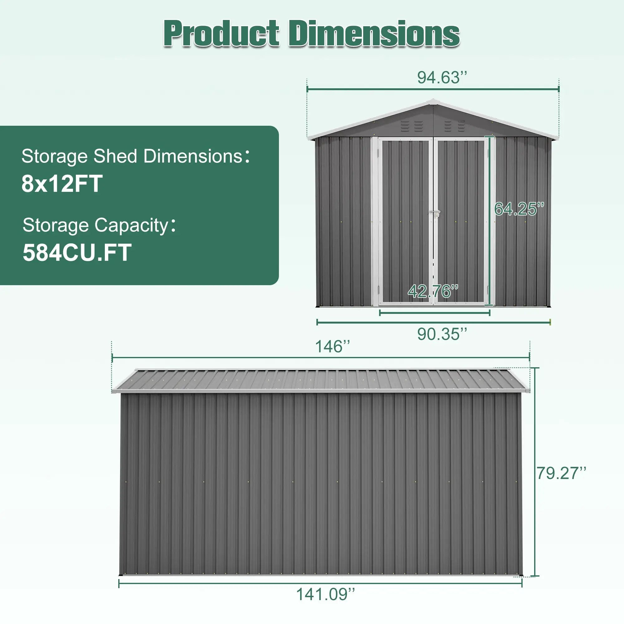 Lockable Secure Metal Shed 8x12 FT by HouseOfZazla