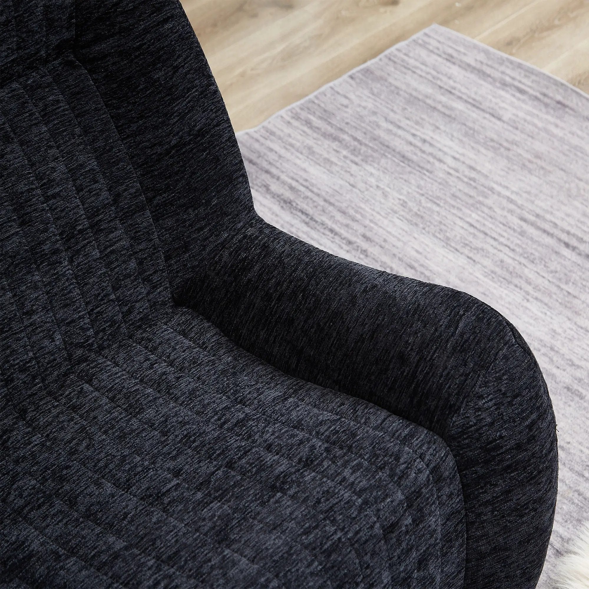 Bean Bag Chair With Armrests Oversized Comfy Beanbag Lounge Lazy Floor Sofa Accent Chair For Living Room - Black by HouseOfZazla
