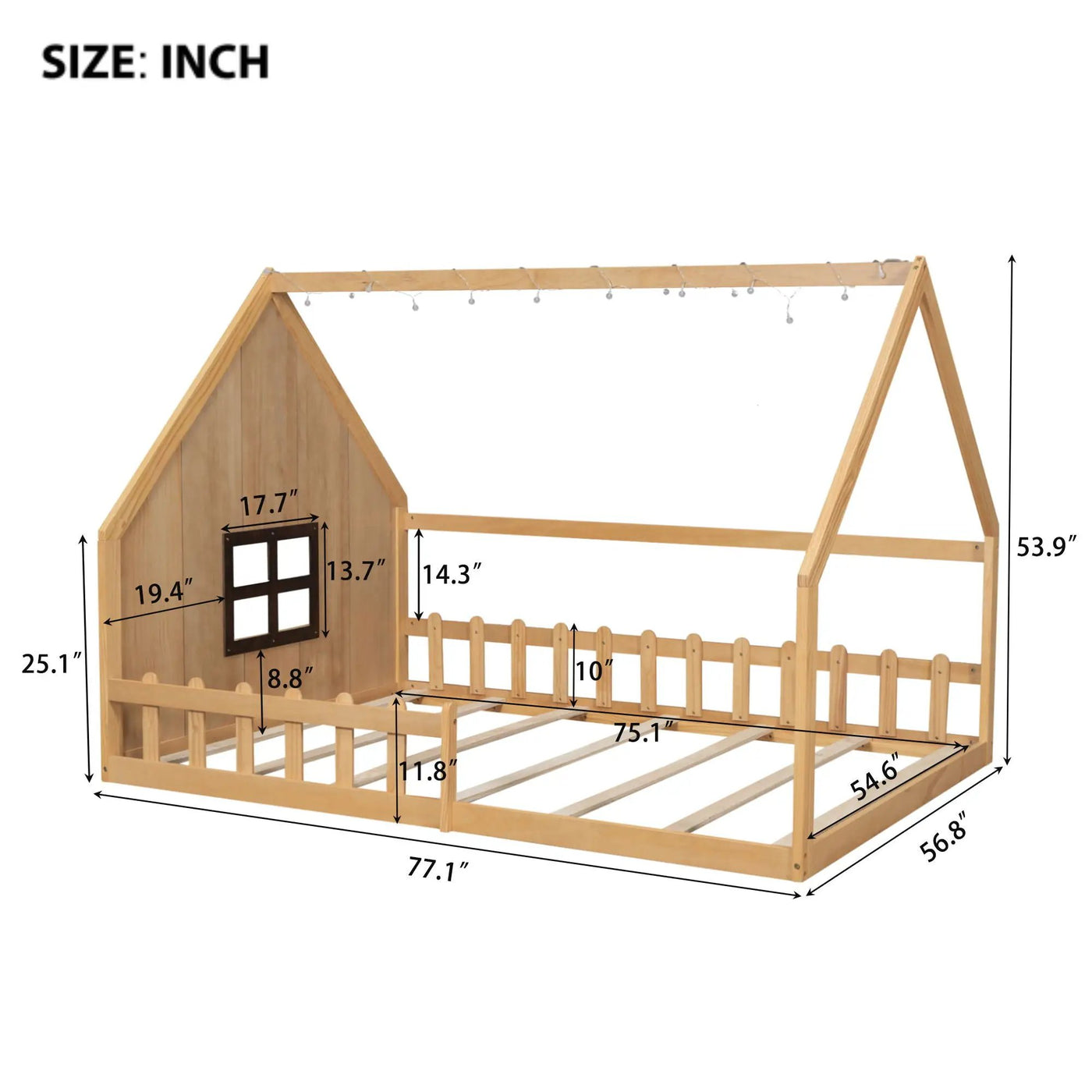 House Bed With Window And Fence by Unique Piece Furniture
