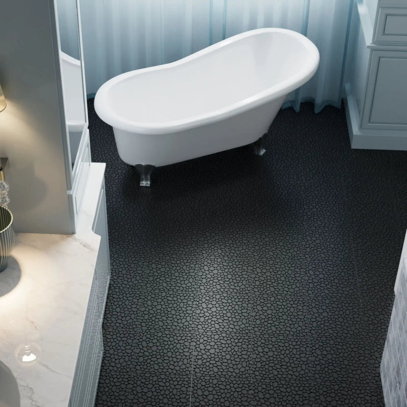 Interlocking Deck Tiles Plastic Waterproof Outdoor All Weather Anti-Slip Bathroom Shower Balcony Porch Strong Weight Capacity Upto 440 Lbs, Pebble Stone Pattern by HouseOfZazla