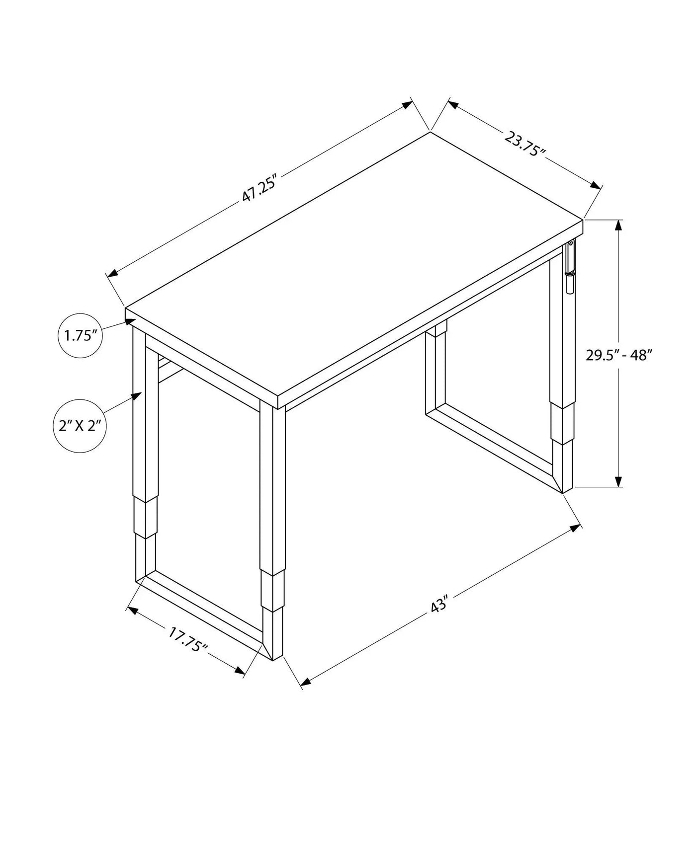 Computer Desk, Home Office, Standing, Adjustable, Laptop, Contemporary & Modern by Unique Piece Furniture