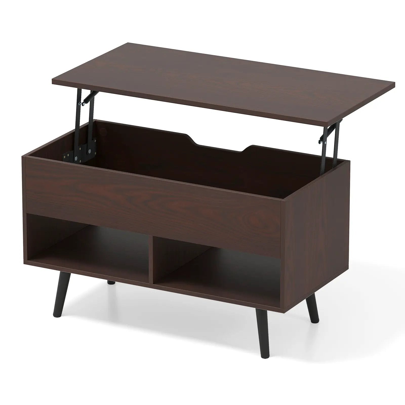 31.5 Inch Lift-Top Coffee Table with Hidden Storage and 2 Open Shelves by DirectDeals