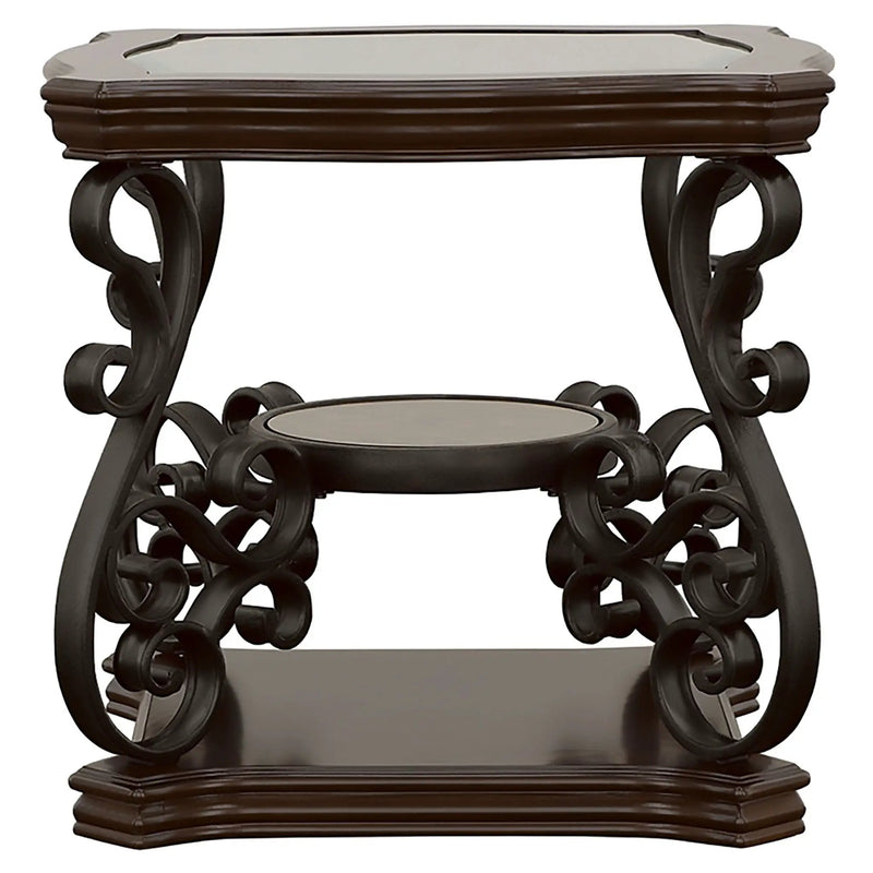 Laney 1-shelf Glass Top Rectangular End Table Deep Merlot by Unique Piece Furniture
