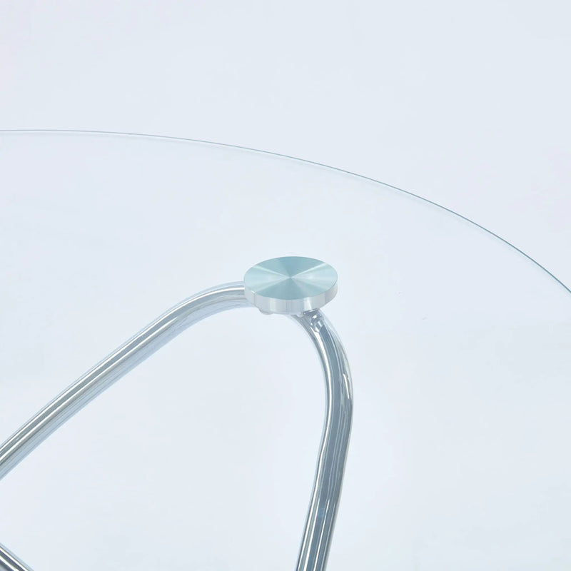 Metal Leg Dining Table With Tempered Glass Top by Unique Piece Furniture
