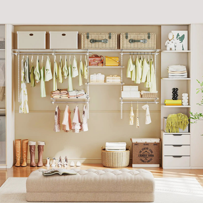 4-8 Feet Closet Organizers and Storage System with Hanging Rod for Laundry Bedroom by DirectDeals