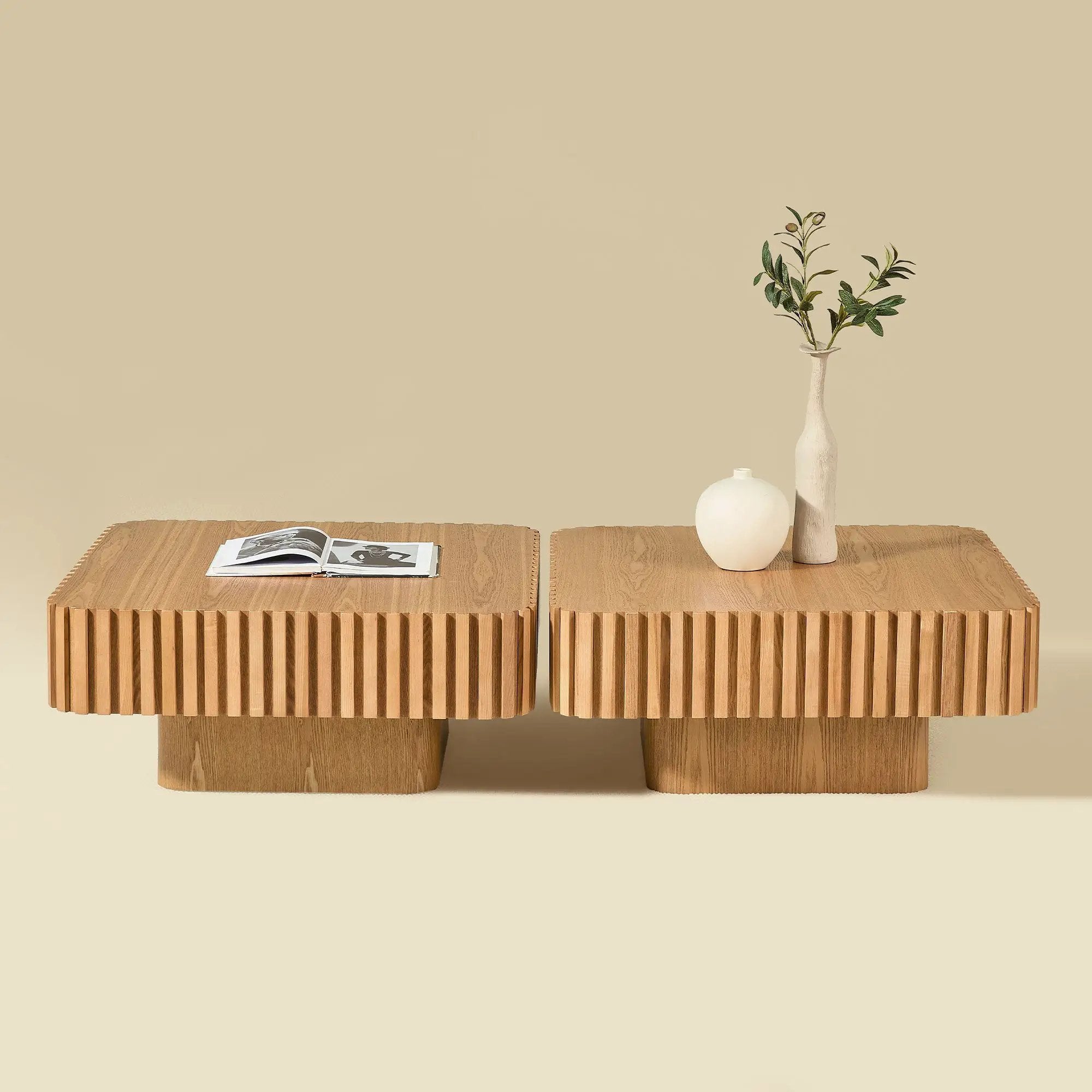 2PCS Set 31.5 Inch Modern Handcraft Drum Coffee Table by HouseOfZazla