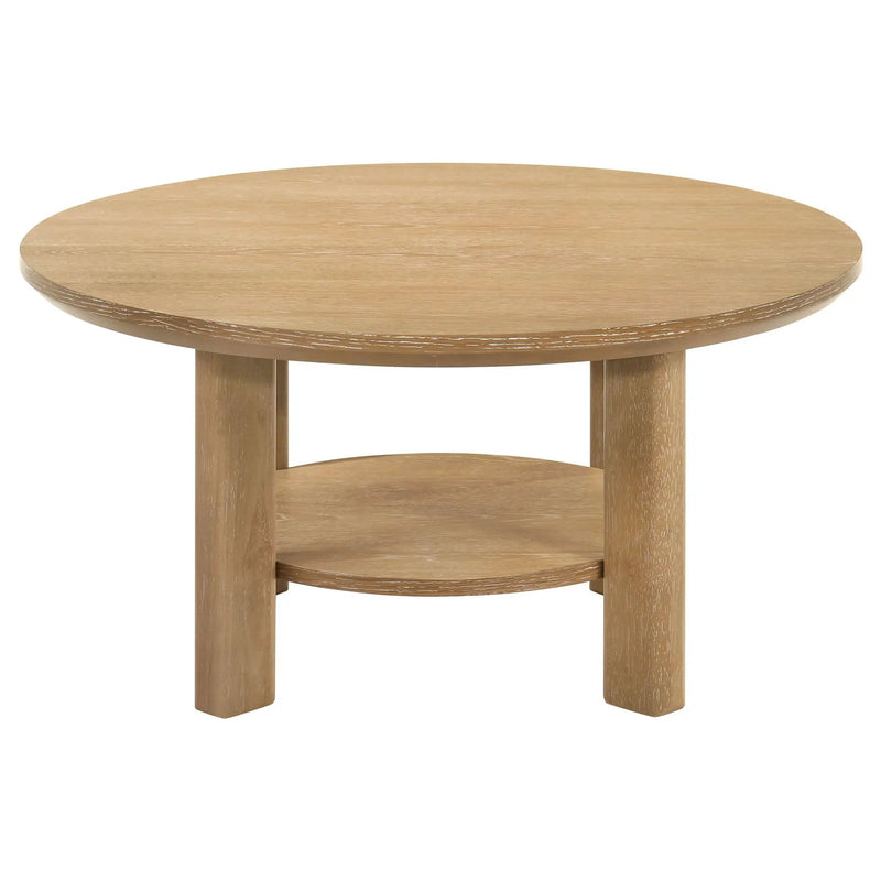 Ottowa 2-piece Round Wood Coffee Table Set Light Oak by Unique Piece Furniture