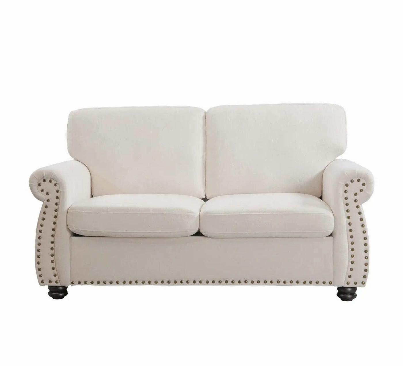 Soft Loveseat, Upholstered 2 Seater Couch, Loose Back Cushions And Turned Legs by Unique Piece Furniture
