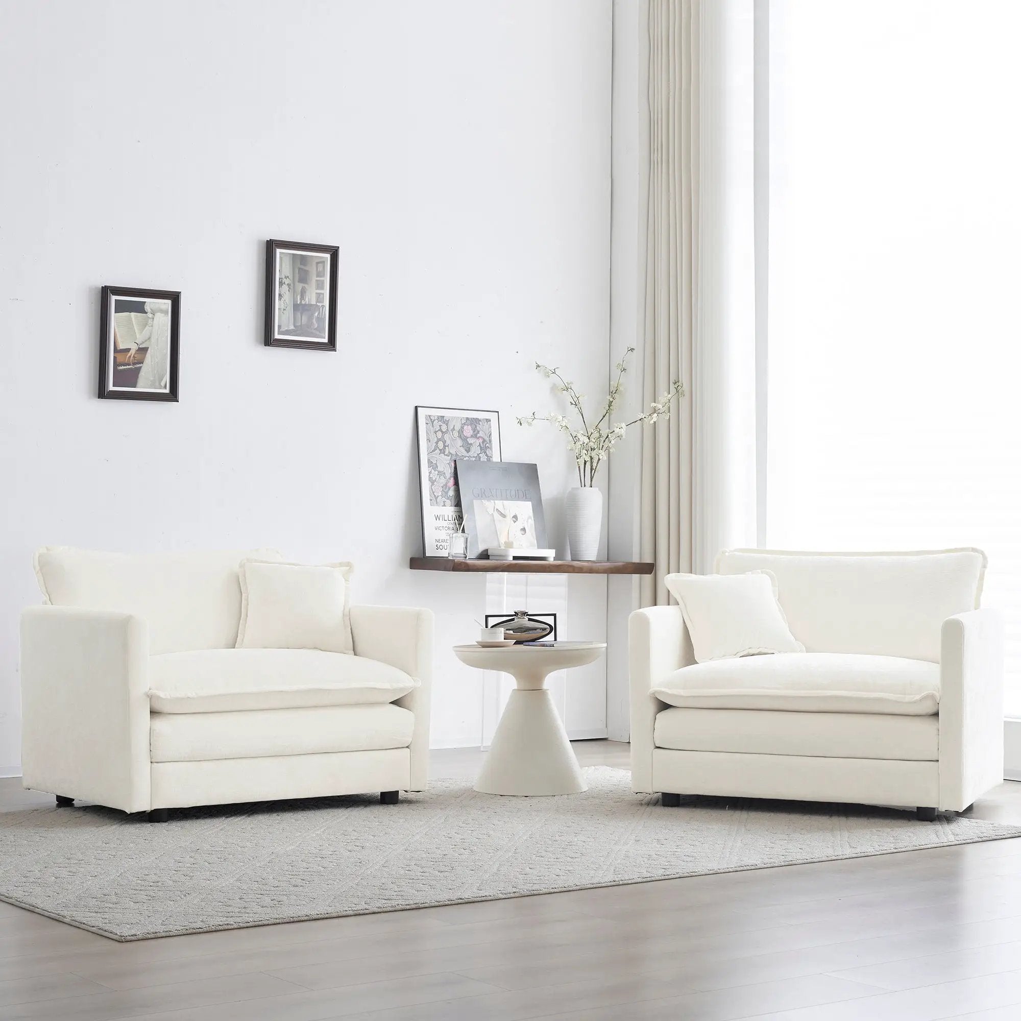 Accent Chair Set of 2, High-End Chenille Upholstered Armchairs by HouseOfZazla