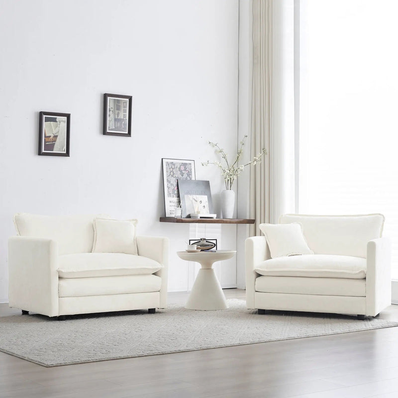 Accent Chair Set of 2, High-End Chenille Upholstered Armchairs by HouseOfZazla