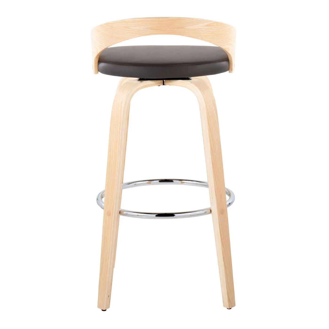 Grotto - Contemporary Fixed-Height Barstool With Swivel With Round Footrest (Set of 2) by HouseOfZazla