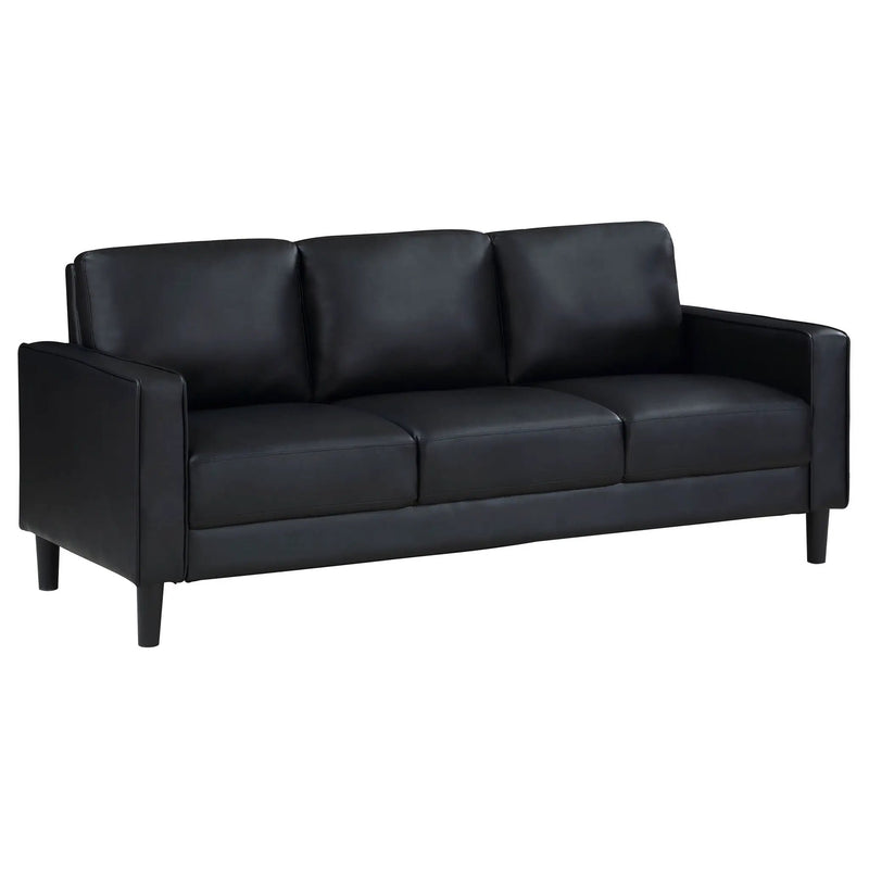 Weld 3 Piece Upholstered Track Arm Sofa Set - Black
