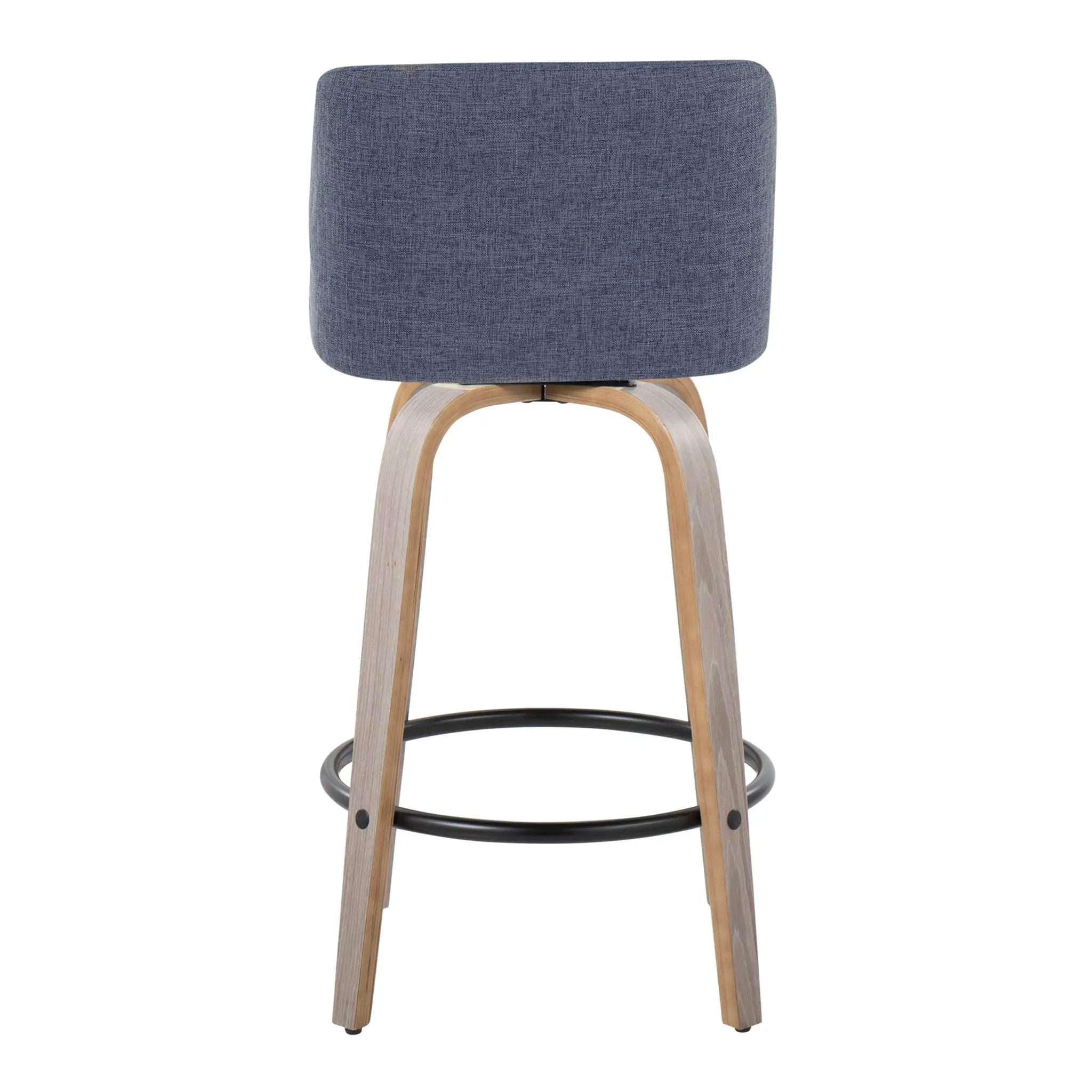 Toriano - Contemporary Fixed Height Counter Stool With Swivel & Round Footrest (Set of 2) by HouseOfZazla