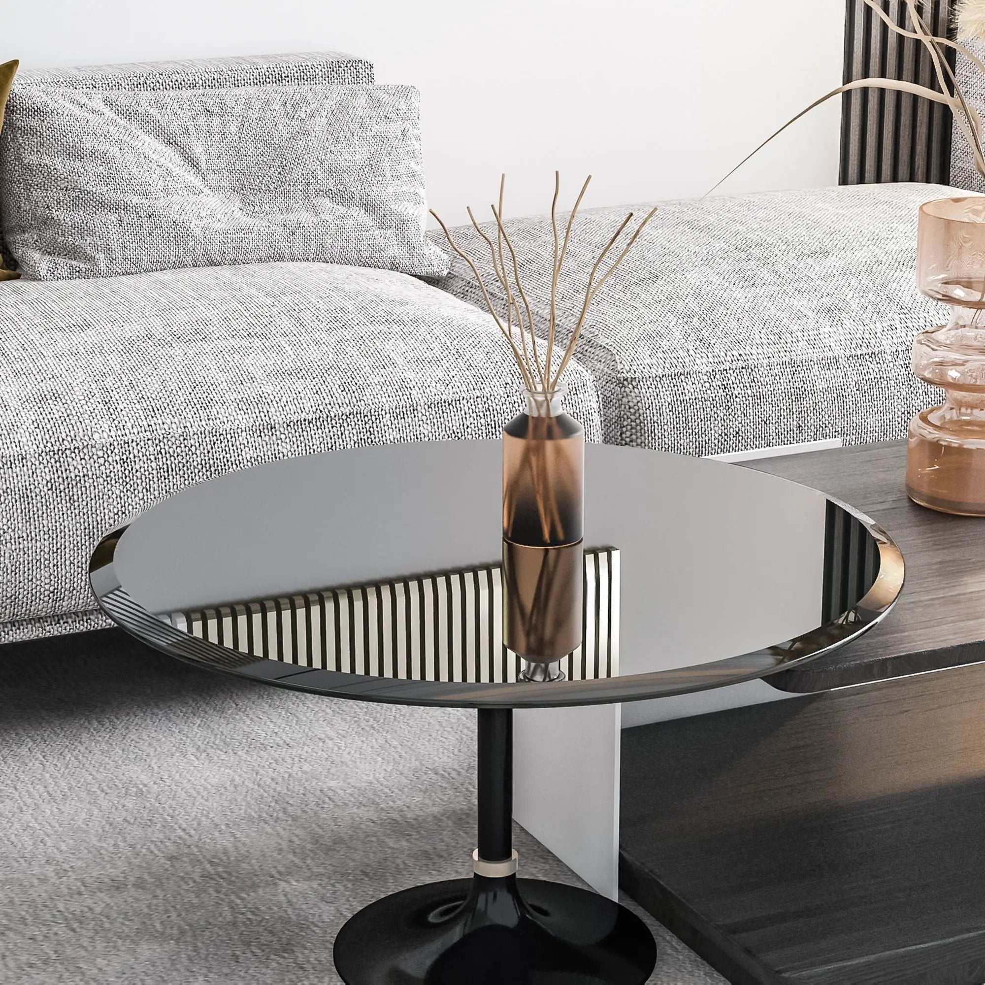 Round Tempered Glass Table Top Glass Thick Beveled Polished Edge by HouseOfZazla