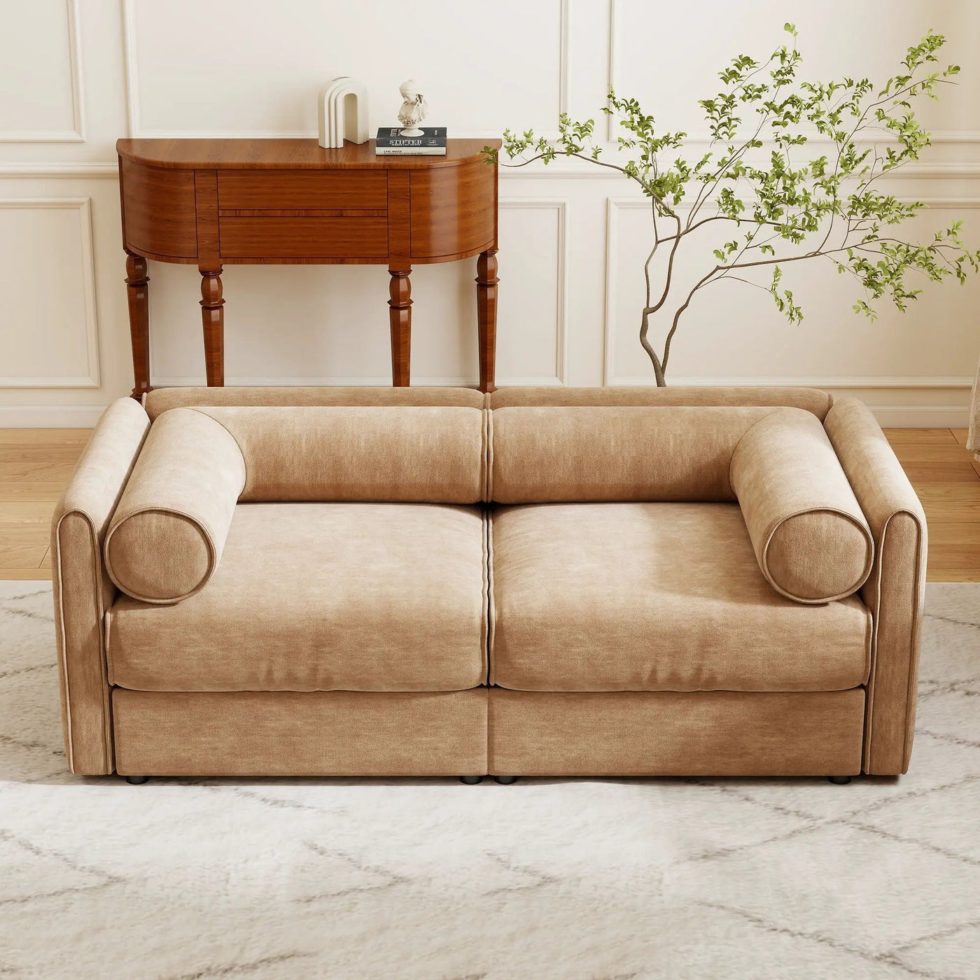 Stylish Sofa With Storage Seat And Cylindrical Backrest by Unique Piece Furniture