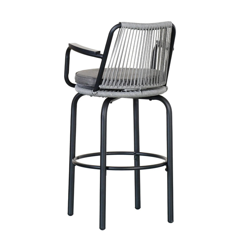 Outdoor Patio Bar Stools 29"H Set of 2, Modern Woven Rattan Rope Bar Height Chair by HouseOfZazla