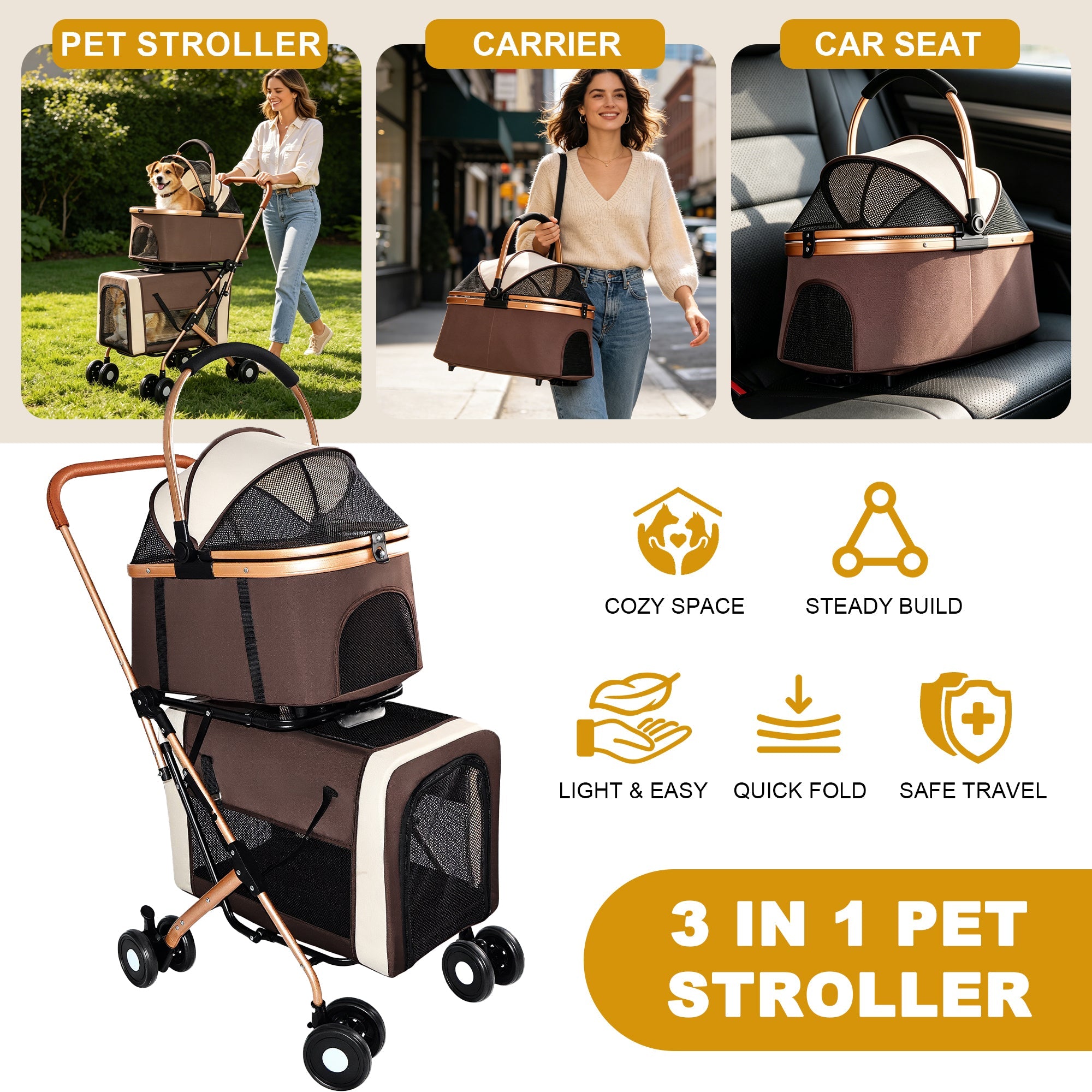Double Pet Stroller for Dogs and Cats by HouseOfZazla