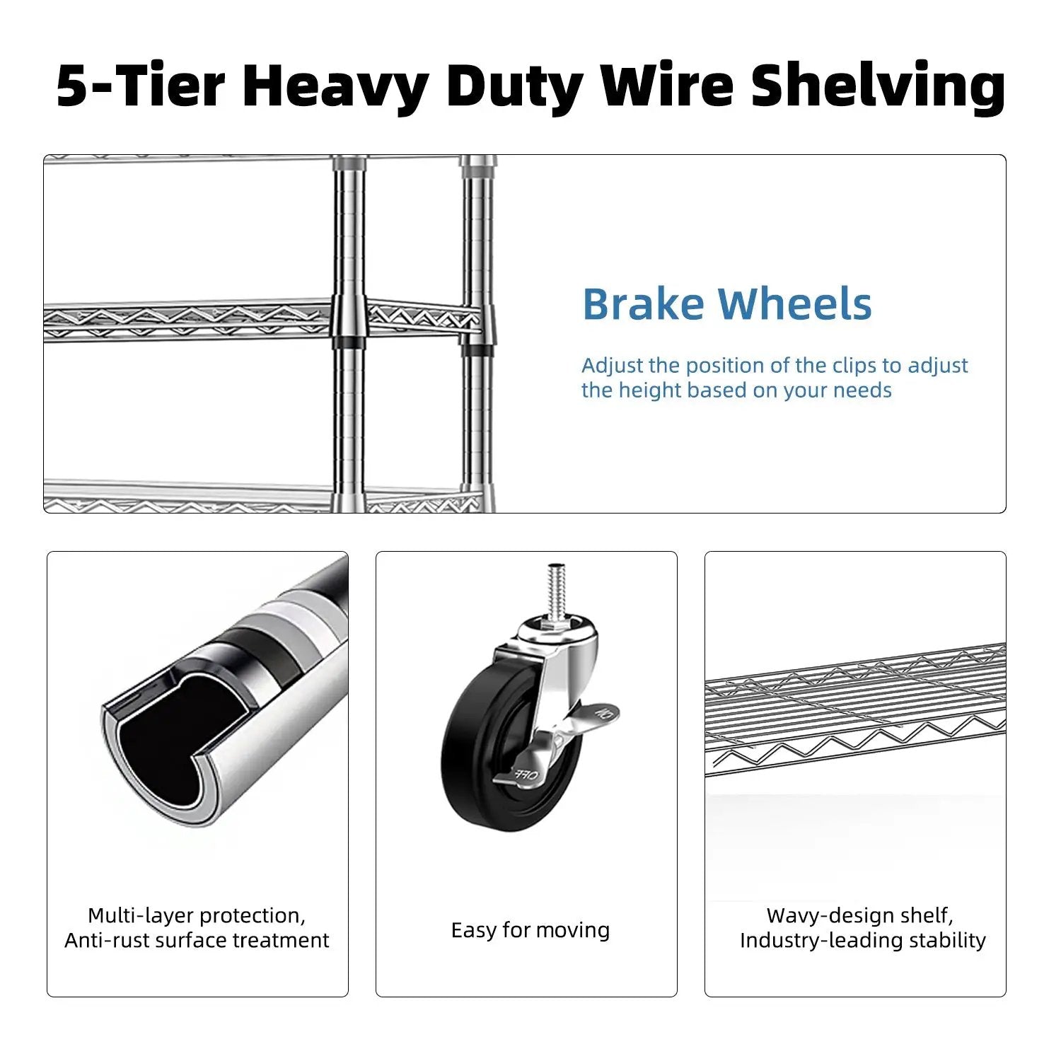 5-Shelf Wire Storage Shelving Unit by HouseOfZazla