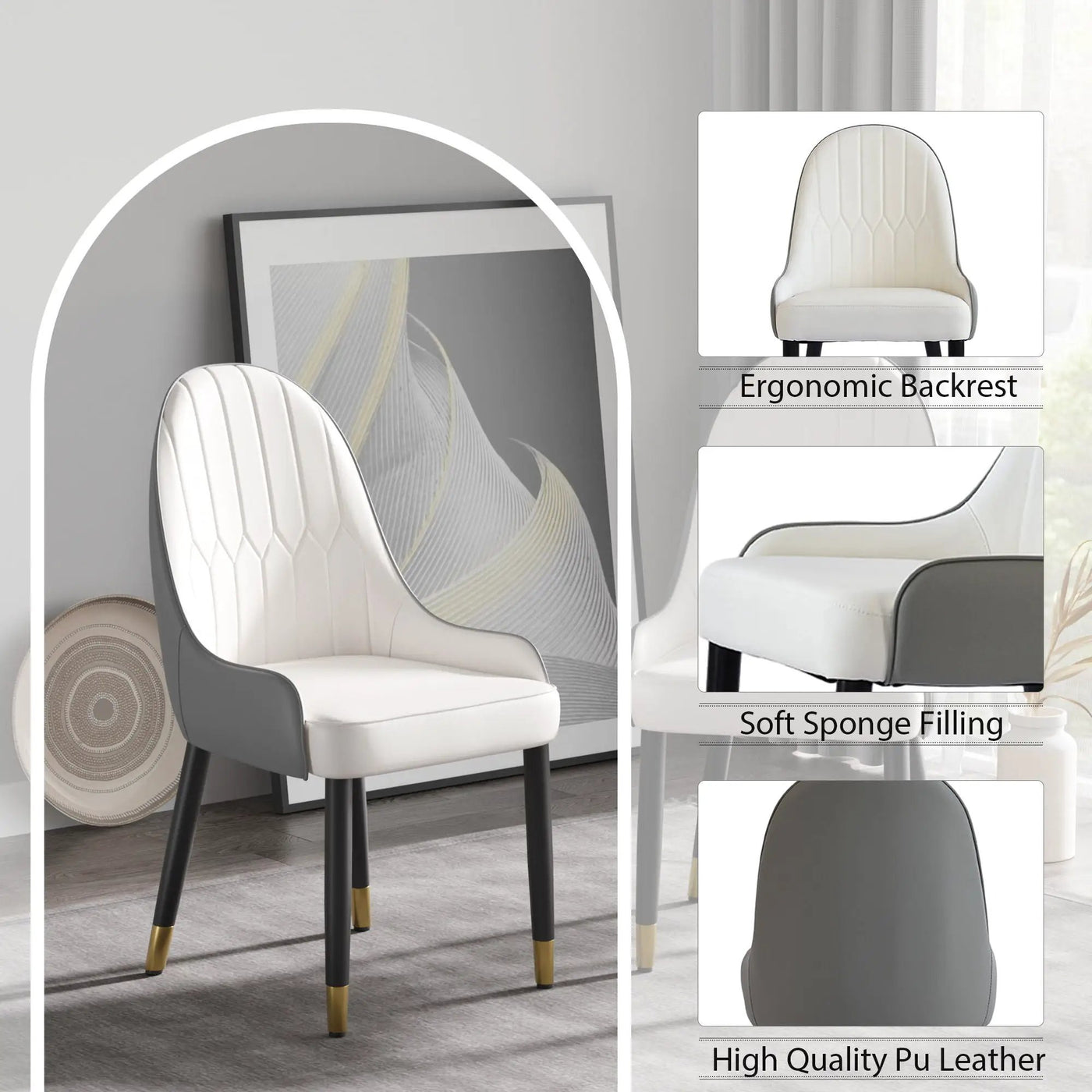 Modern Sponge-Filled Dining Chair, Solid Wood Metal Legs, Suitable For Restaurants, Living Rooms And Rooms (Set of 2) by HouseOfZazla