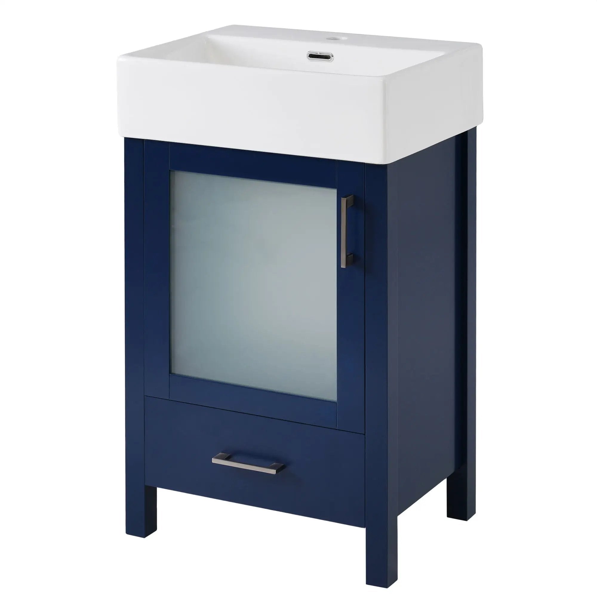 Bathroom Vanity With Ceramic Sink And Ample Storage, Ideal For Small Bathrooms by HouseOfZazla