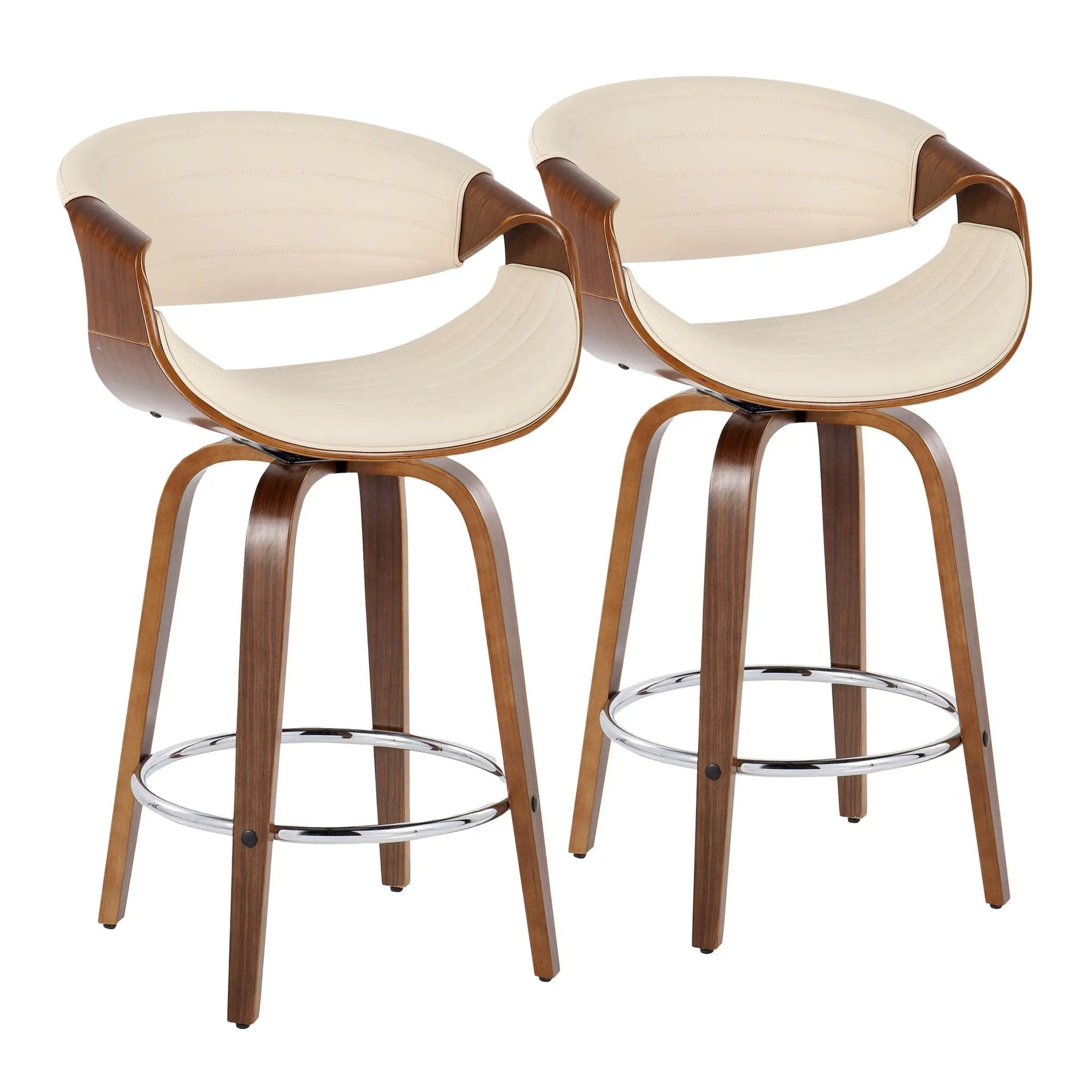Symphony - Mid Century Modern Fixed Height Counter Stool & Swivel With Round Footrest (Set of 2) by HouseOfZazla