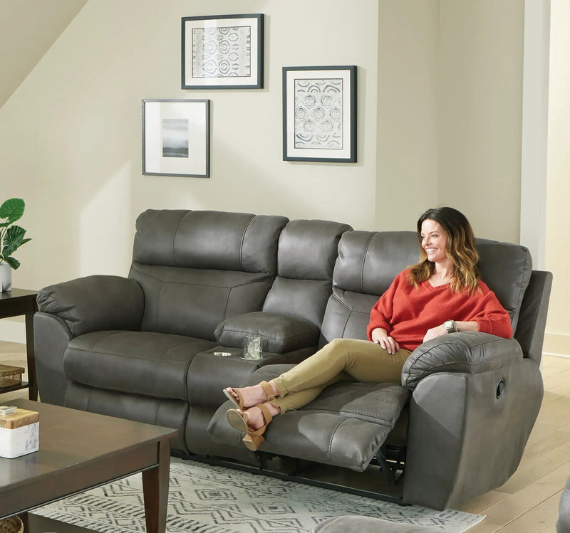 Atlas - Reclining Console Loveseat With Storage - Charcoal by Unique Piece Furniture