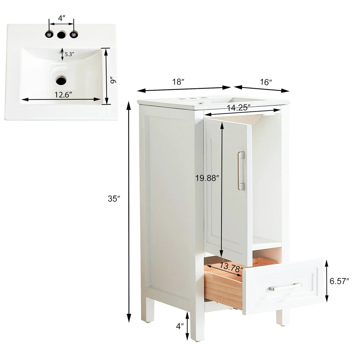 Fully Assembled 18'' Bathroom Vanity by HouseOfZazla