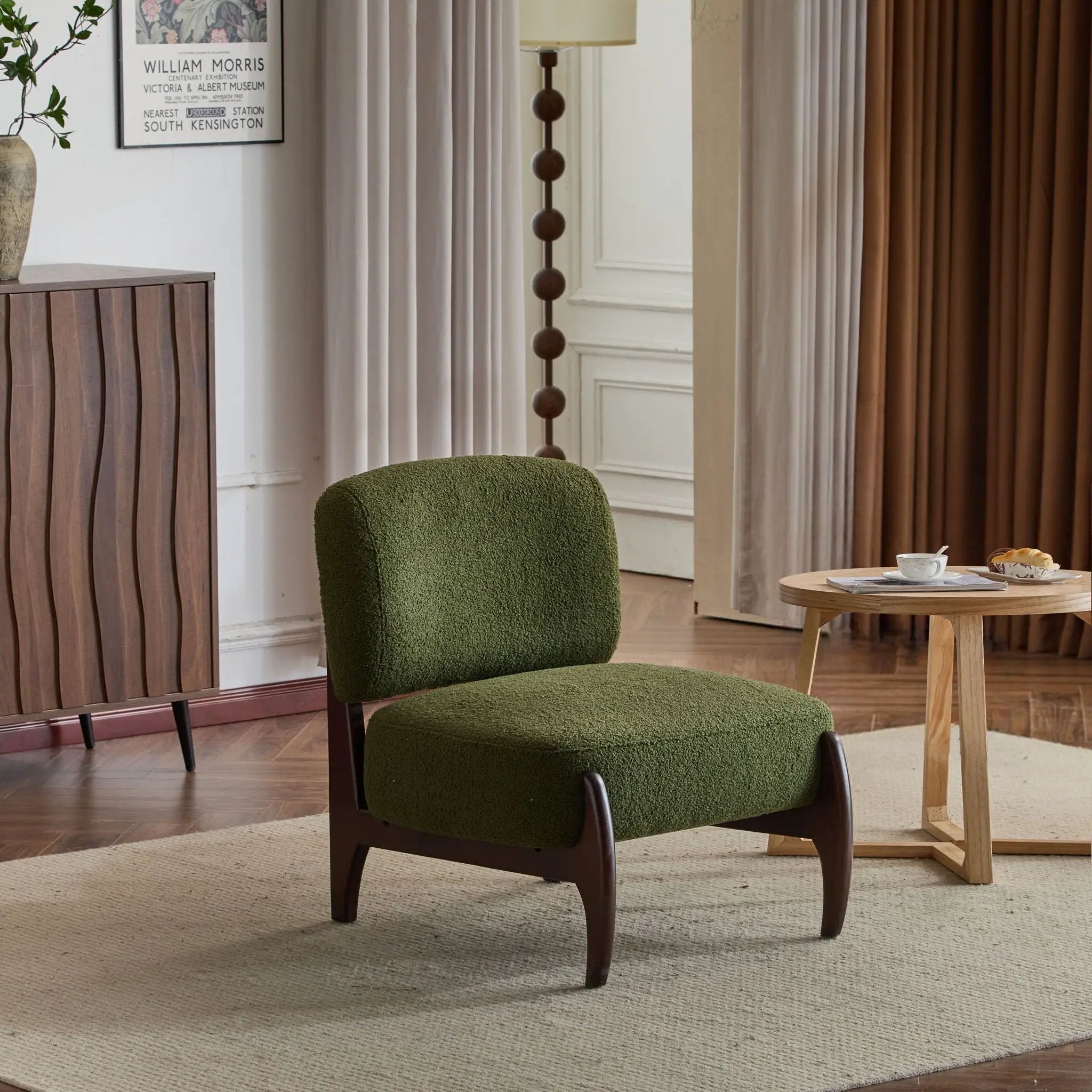 Modern Boucle Lounge Chair With Solid Wood Frame by HouseOfZazla