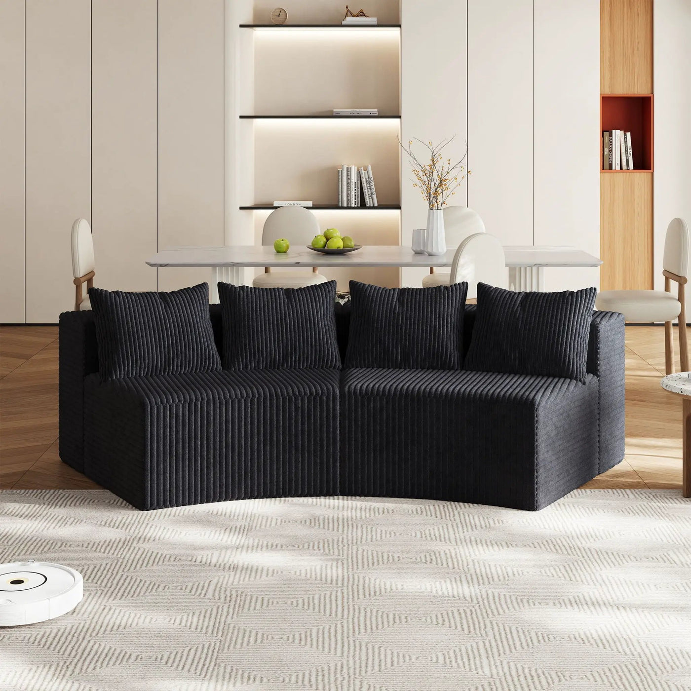 Curved Sectional Sofa With 4 Pillows, Modular Semi Circular Design by HouseOfZazla