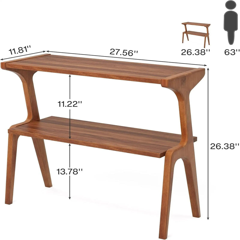 Narrow End Table With 2 Tier Shelf - Cherry by HouseOfZazla