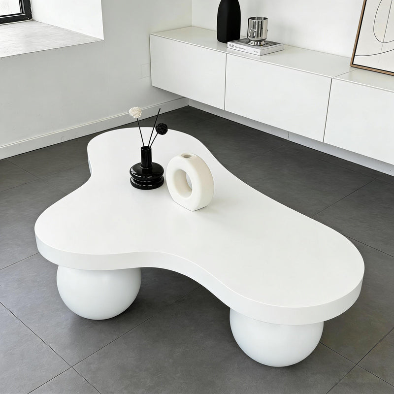 Cloud Shaped Coffee Table With 3 Ball Legs For Living Room