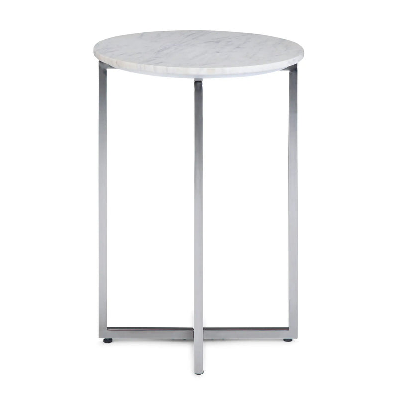 Marsden - Side Table With Polished Base - White / Silver by Unique Piece Furniture