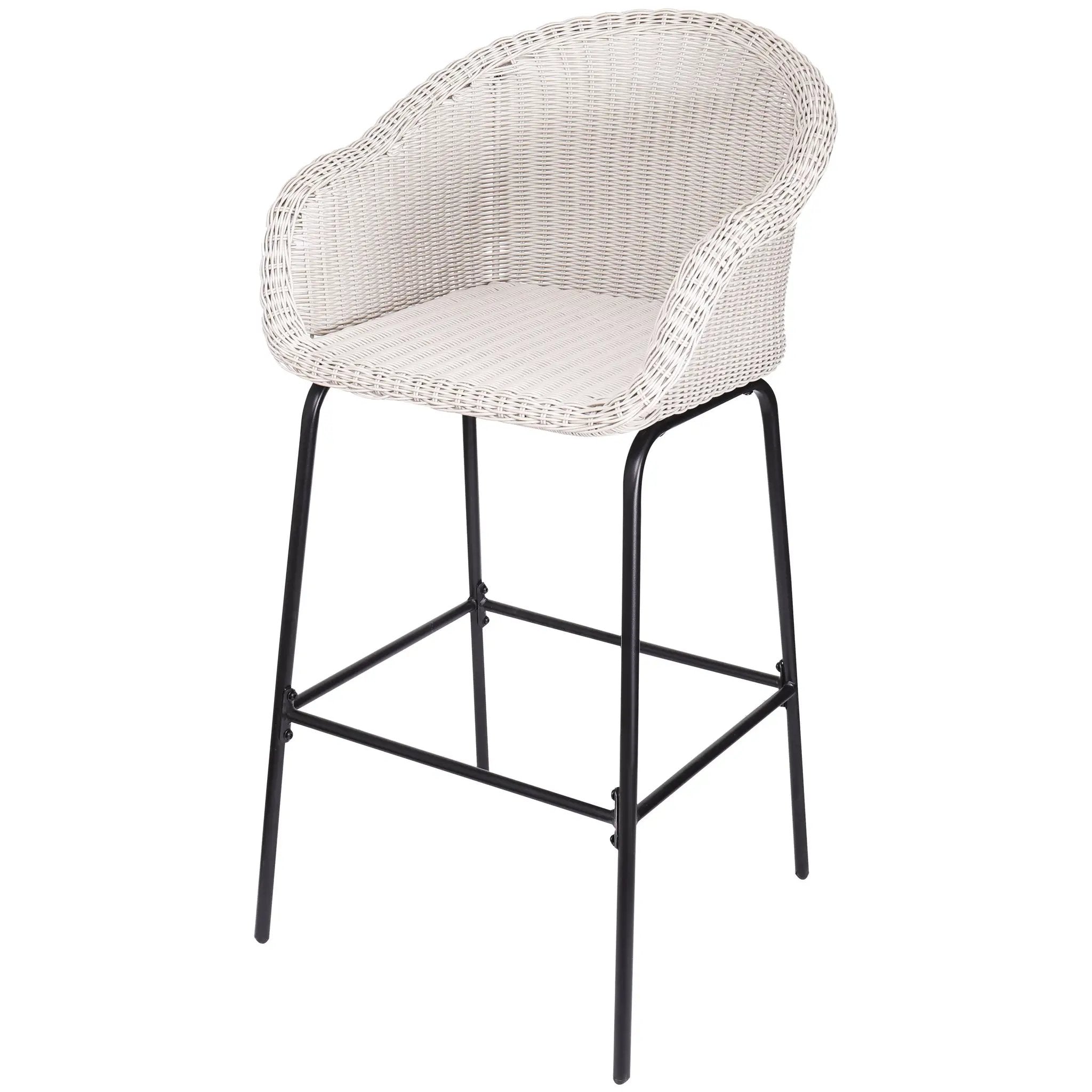 Ladd Outdoor Metal Wicker Barstool Set of 2 - Light Gray by HouseOfZazla