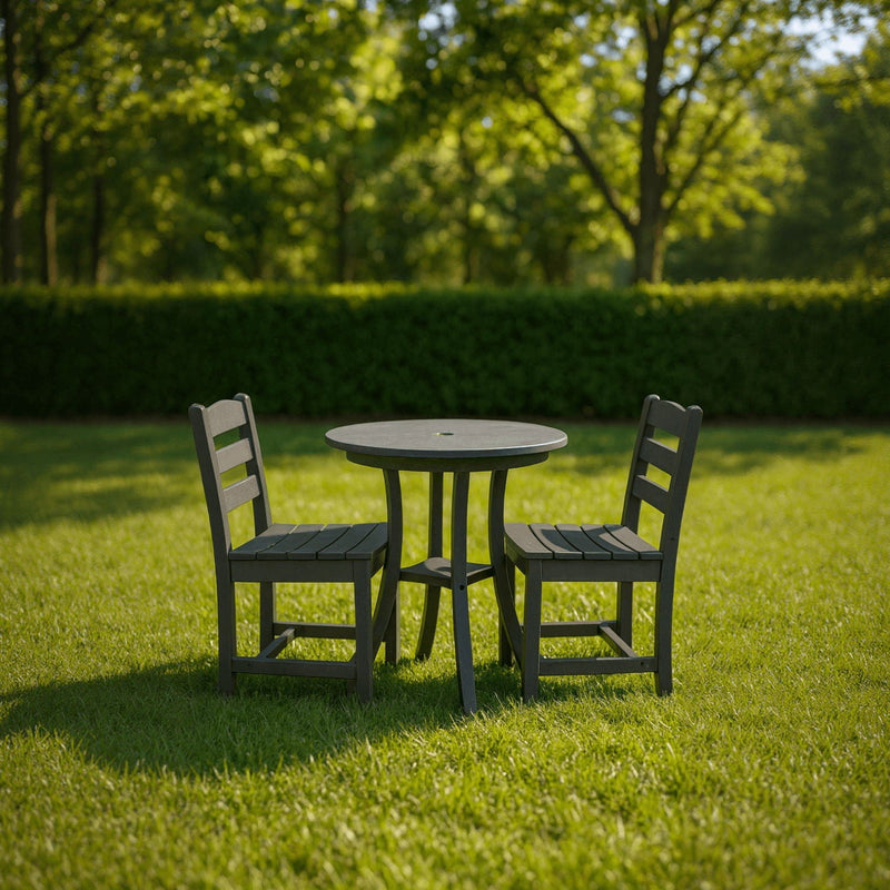 3 Piece Outdoor Dining Set, Round Patio Table With 2 Armless Chairs by HouseOfZazla