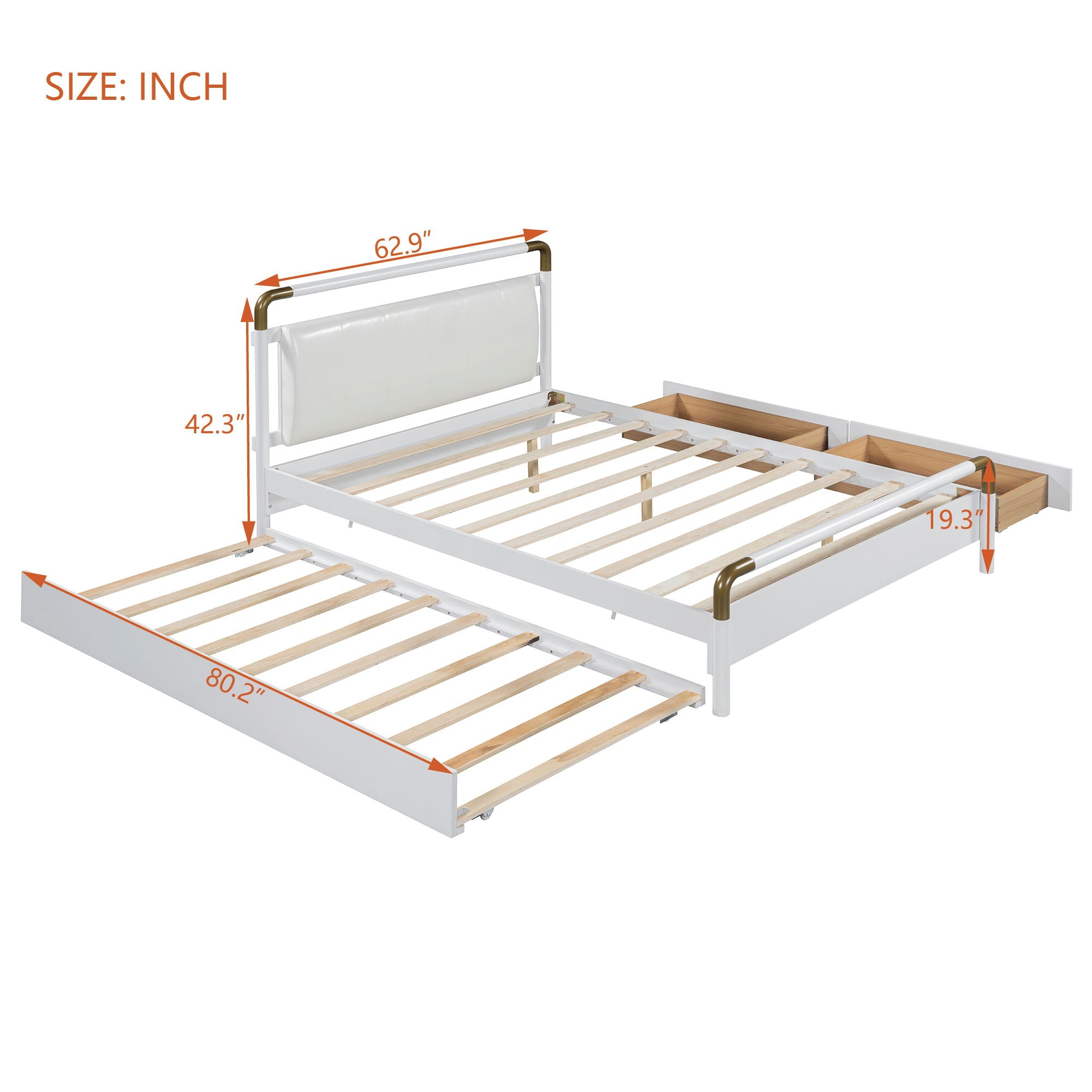 Storage Platform Bed, With 2 Big Drawers, Trundle by HouseOfZazla
