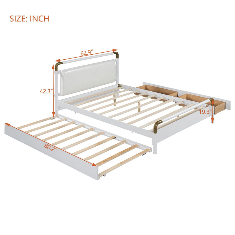Storage Platform Bed, With 2 Big Drawers, Trundle by HouseOfZazla