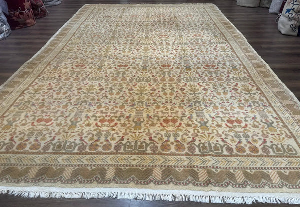 Large Spanish Portuguese Rug 9x15, Beige, Vintage, Allover Pattern, Wool, photo 2 of 13