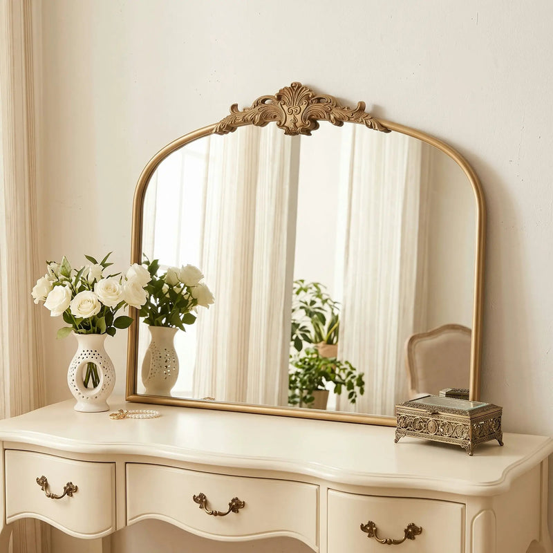 32"x24.4" Baroque Vintage Arched Wall Mirror by HouseOfZazla