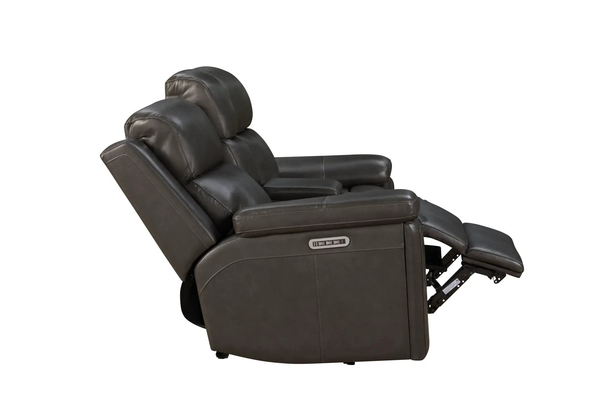Leon - Power Console Loveseat Recliner With Power Headrest, Power Lumbar, Heat And Massage - Smokey Gray by Unique Piece Furniture