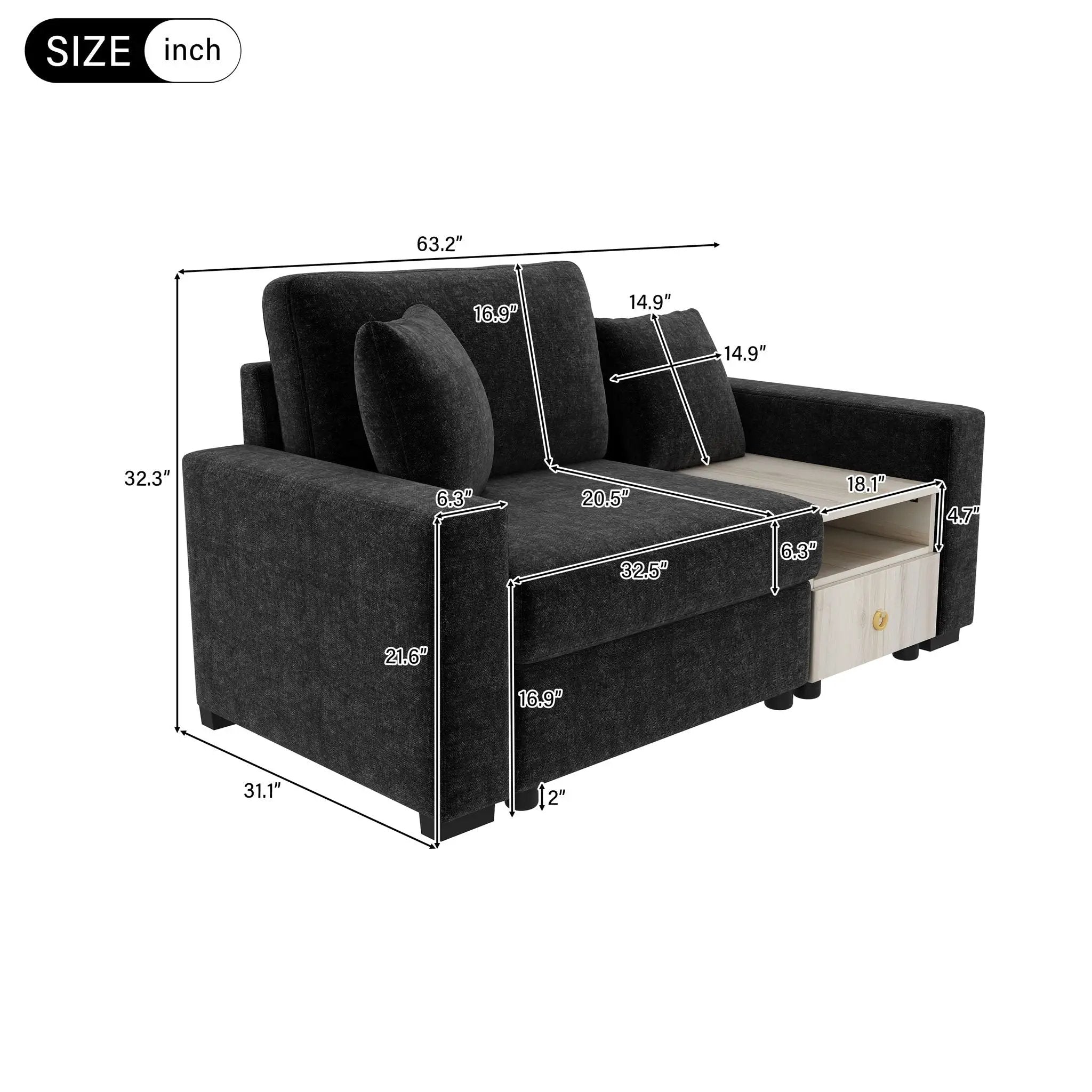 Modular Sofa Couch With Storage Armrest And Center Console by HouseOfZazla
