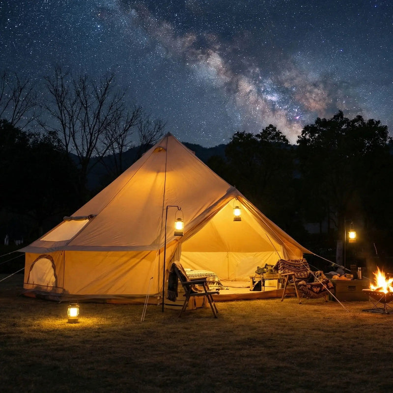 4 Season Bell Tent 13.1FT, Beige Waterproof Glamping Yurt Tent by HouseOfZazla