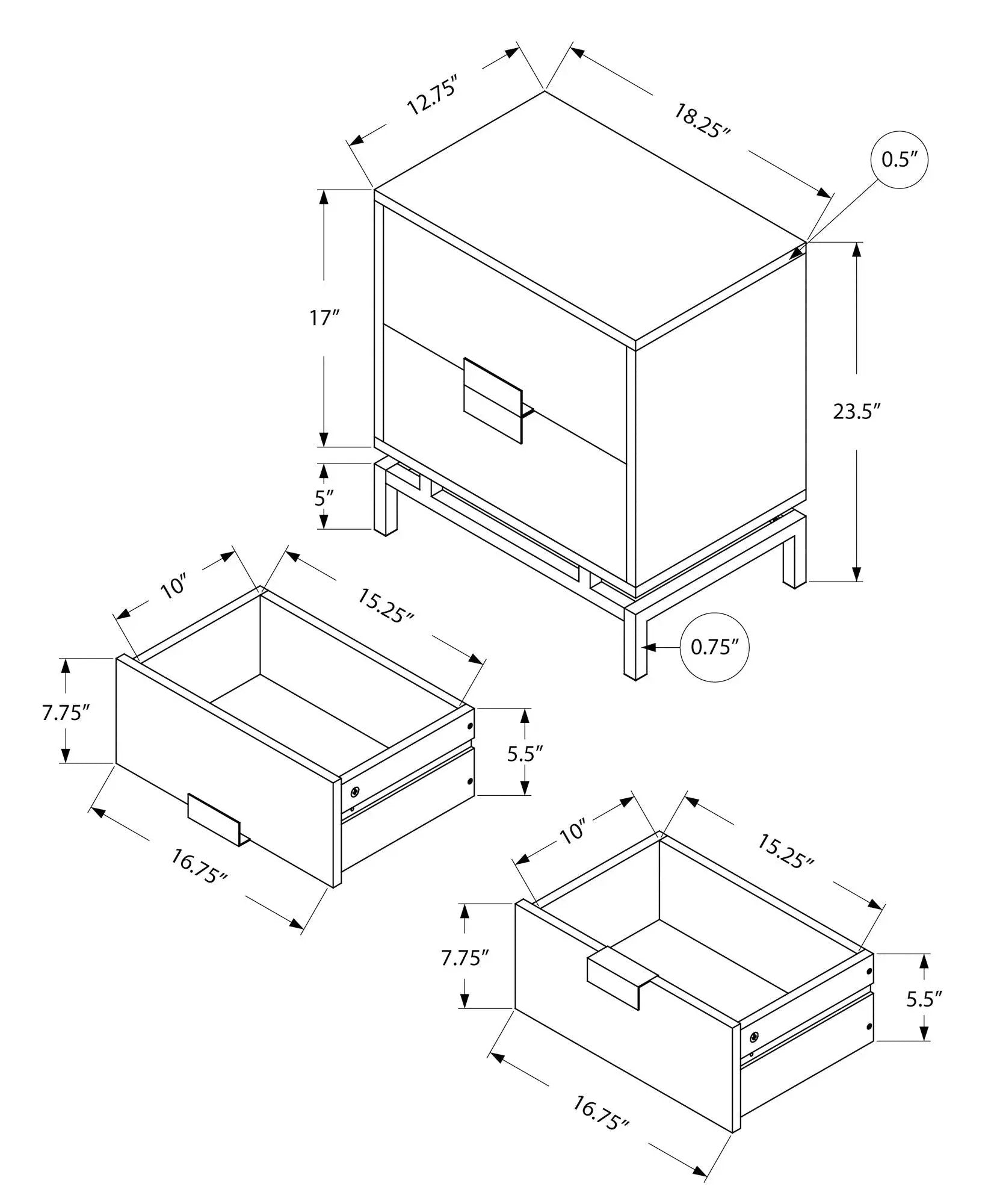 Accent Side Table, Storage Drawer, Modern Design by Unique Piece Furniture