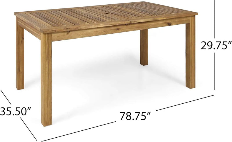 Outdoor 6 Seater Expandable Dining Set With Cushions - Sandblasted Natural / Beige by HouseOfZazla