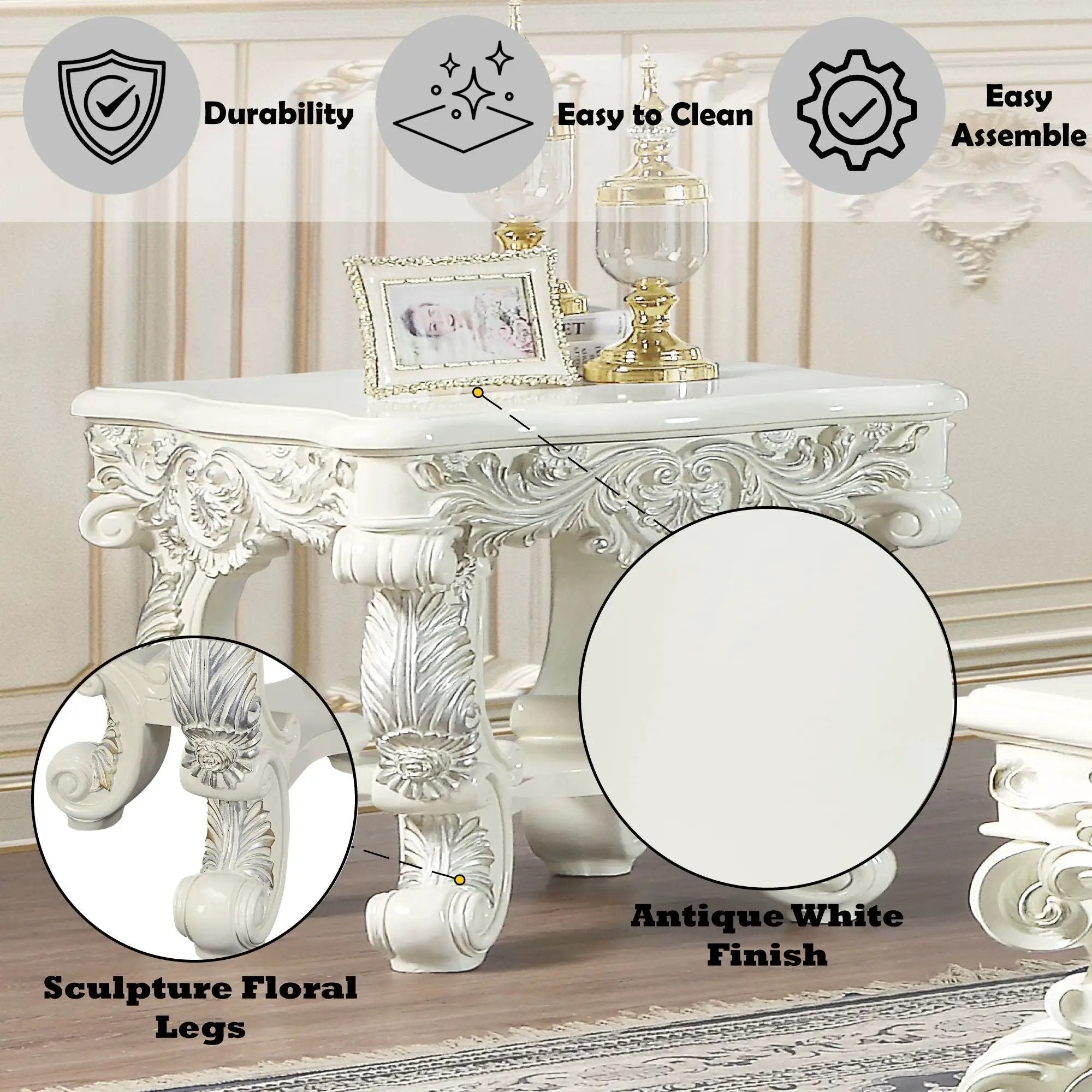 Adara Elegant White Coffee Table by HouseOfZazla