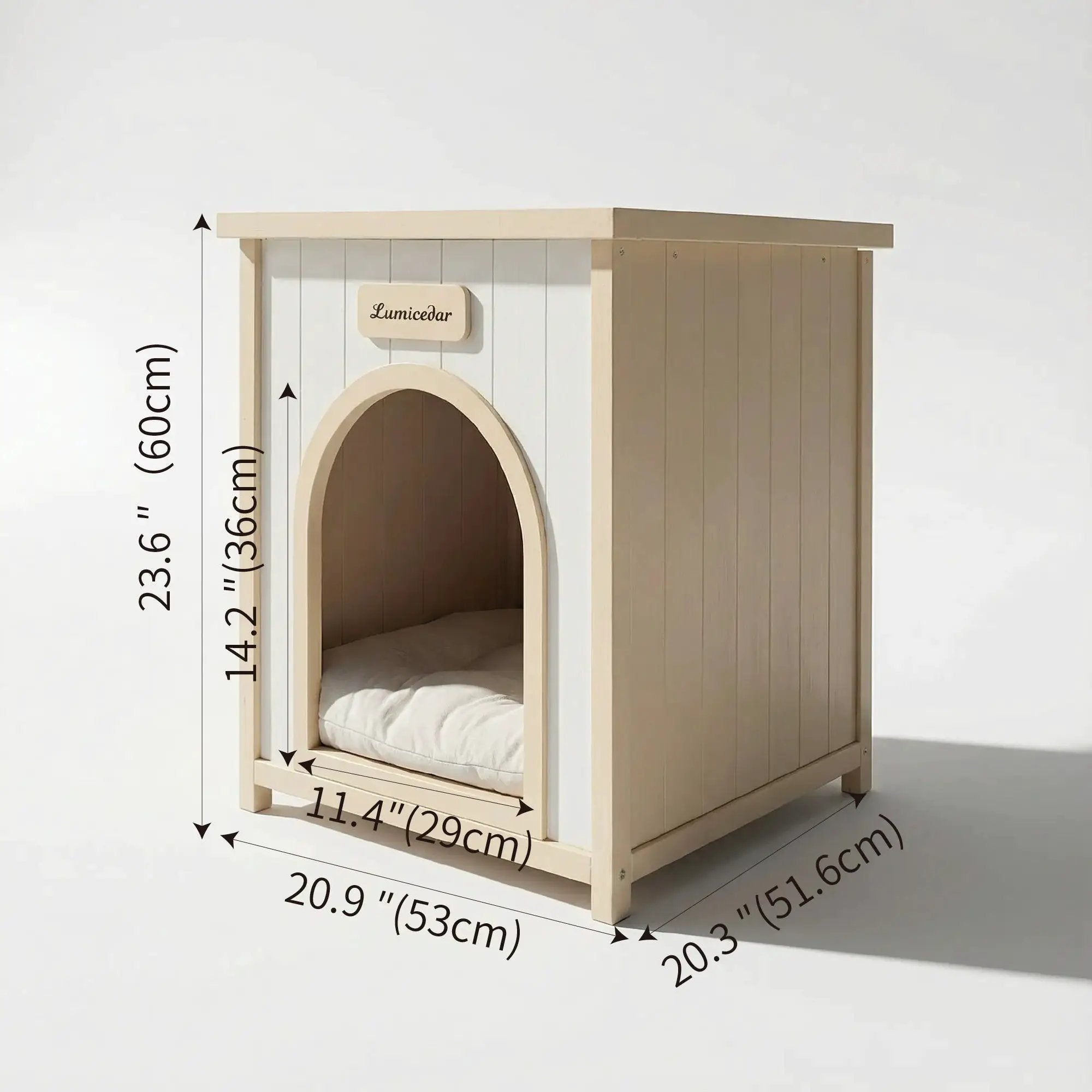 Indoor Dog House With Removable Cushion, Pet House For Cats & Small Dogs - Cream White / Light Yellow by HouseOfZazla