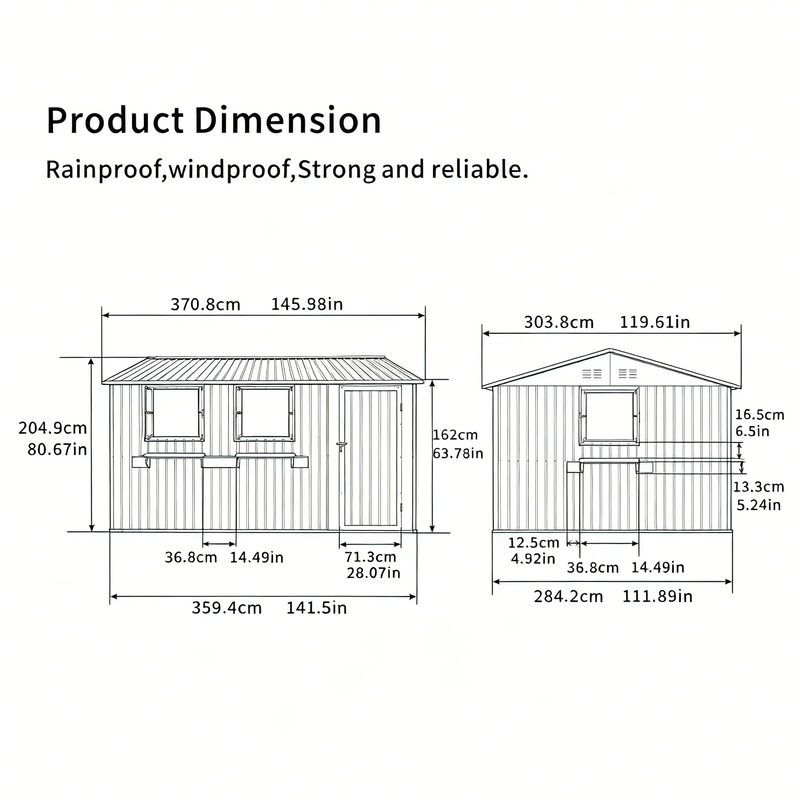 12x10 FT Outdoor Metal Storage Shed by HouseOfZazla