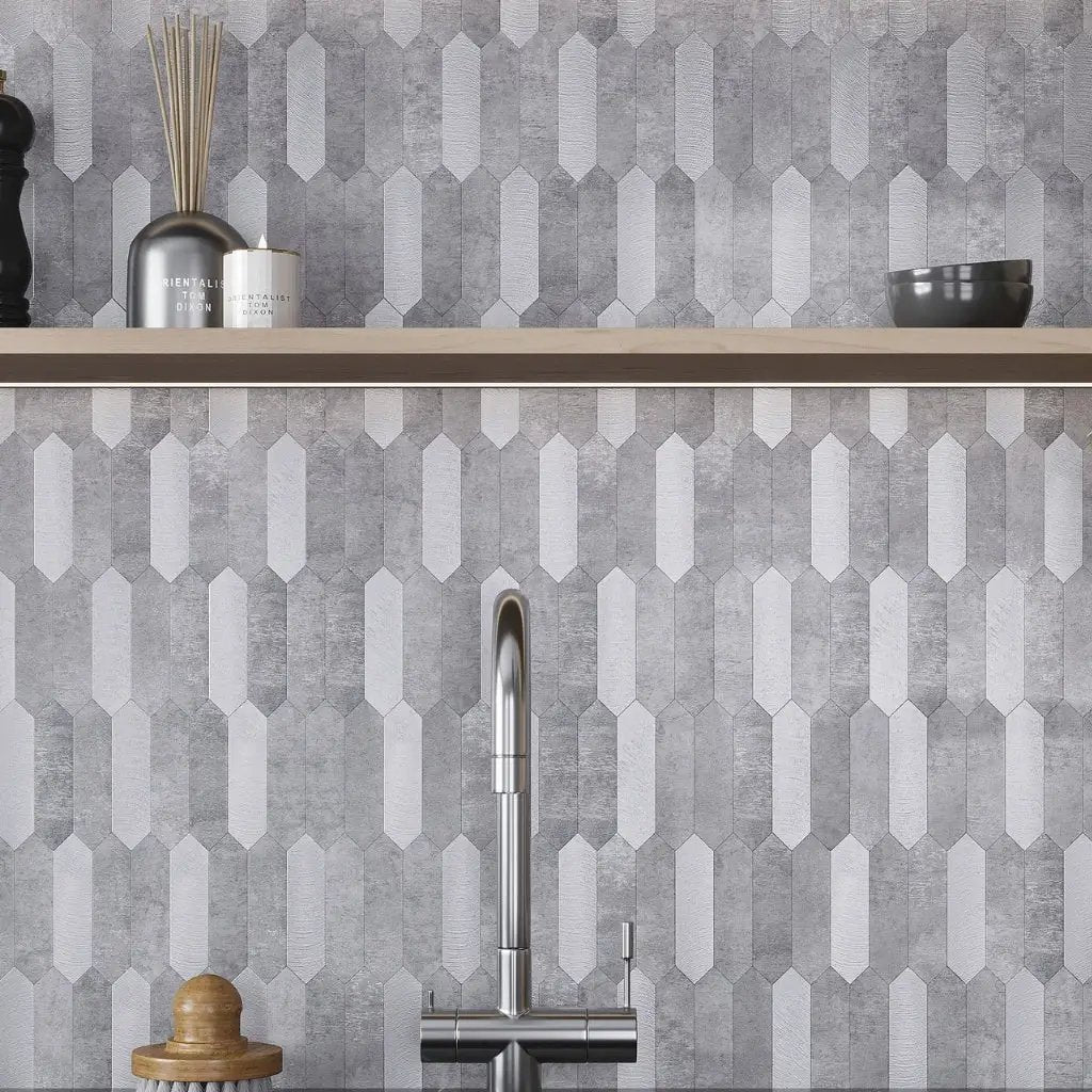 Gray 12x12 Honed Brick PVC Peel & Stick Tile (10 pack, 10 sq ft/case) by Apollo Tile