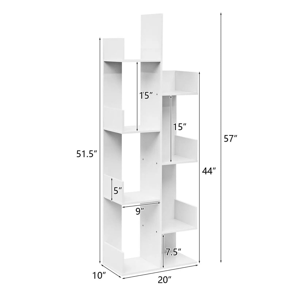 8-Tier Bookshelf Bookcase with 8 Open Compartments Space-Saving Storage Rack, photo 8 of 10